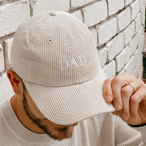 Dad Corduroy Curve Brim Cap - Gift for Dad - Embroidered Dad