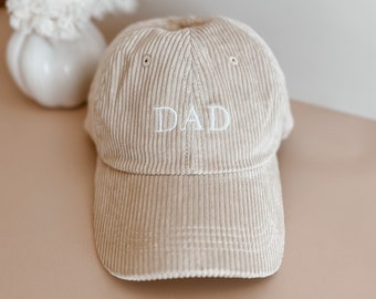 Dad Corduroy Curve Brim Cap - Gift for Dad - Embroidered Dad - Classic corduroy fabric - timeless cap - Matching family caps