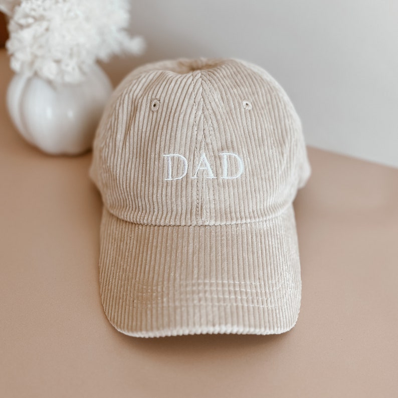 Dad Corduroy Curve Brim Cap Gift for Dad Embroidered Dad Classic corduroy fabric timeless cap Matching family caps image 1