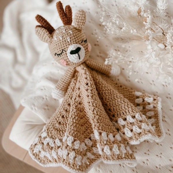 Fawn Heirloom Baby Crochet Lovey Comforter - Handmade 100% Cotton - Baby Blanket - Baby Gift - Keepsake - Baby Shower Present