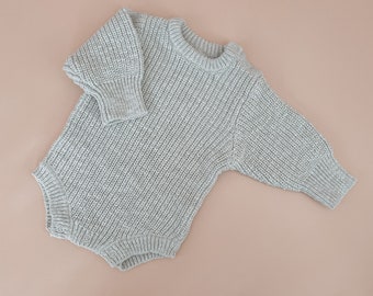 Periwinkle Blue Chunky Knit Romper - Romper only - 6 Colours available - Newborn to 12M - Newborn photoshoot - First outfit - Blue