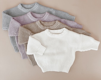 Mini Knit Sweater - Baby and Toddler - Cotton Jumper - Babies First Outfit - Photography Prop - Matching Sets - 4 Colours available