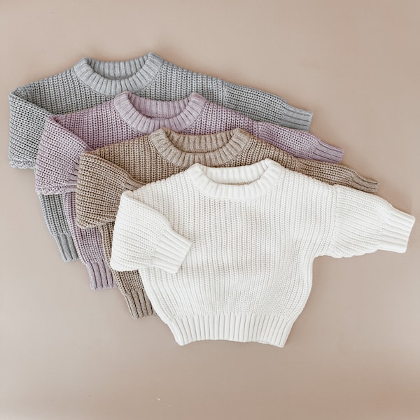 Mini Knit Sweater - Baby and Toddler - Cotton Jumper - Babies First Outfit - Photography Prop - Matching Sets - 4 Colours available