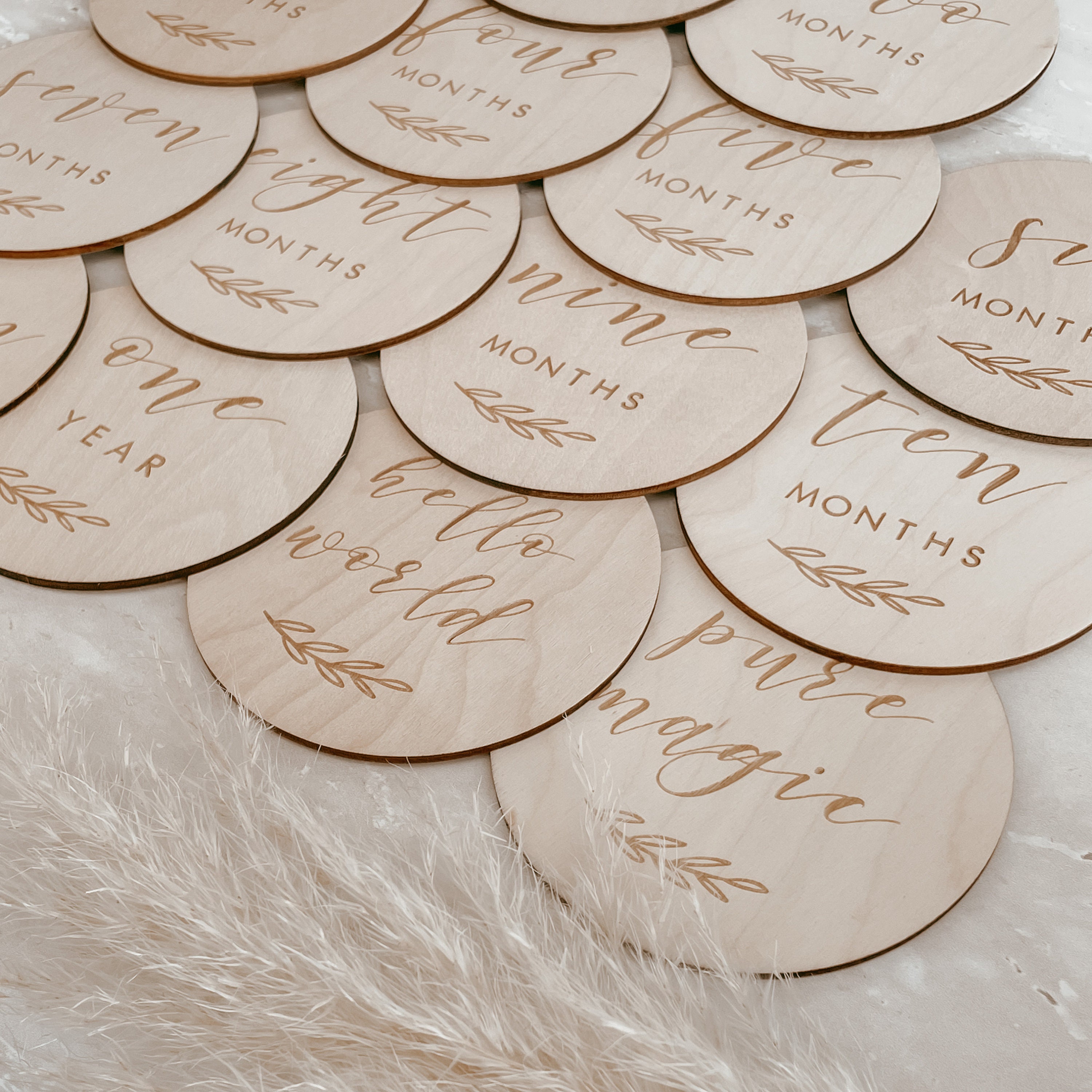 Wooden Baby Milestone Cards - Set of 14 - Engraved Wooden Milestone ...