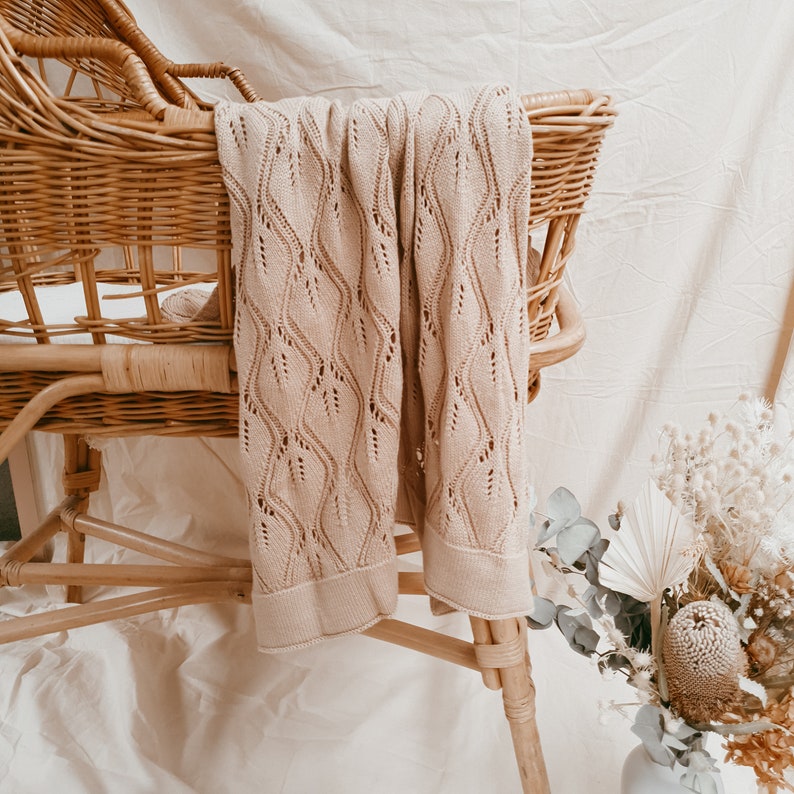 Willow Heirloom Knit Baby Blanket Cookie 100% Cotton Newborn Baby Swaddle Mom To Be Knitted Gender Neutral imagem 6