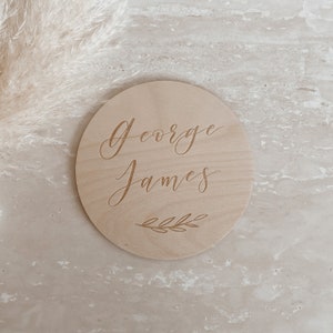 Custom Wooden Birth Announcement Plaque - Baby Name - Milestone Disc - Newborn Baby - Baby Name - Baby Shower Gift - Wood - Personalized