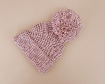 Lilac Chunky Knit Beanie - NB to 12months - Baby first outfit - Newborn Photoshoot - Purple colour