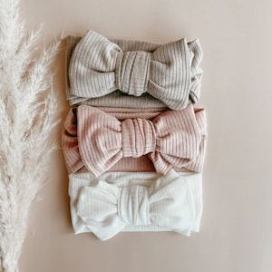 Wide Ribbed Baby Topknot - Baby Headband - Dusty Lilac, White or Toffee