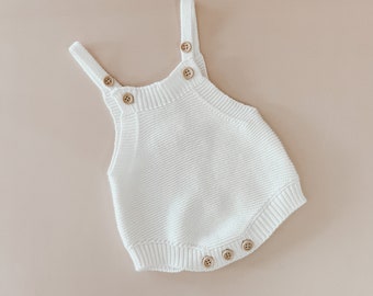 Milk Baby Mini Knit Romper - Short Sleeve - Summer - Cotton - Babies First Outfit - Photography Prop - Gender Neutral Clothing