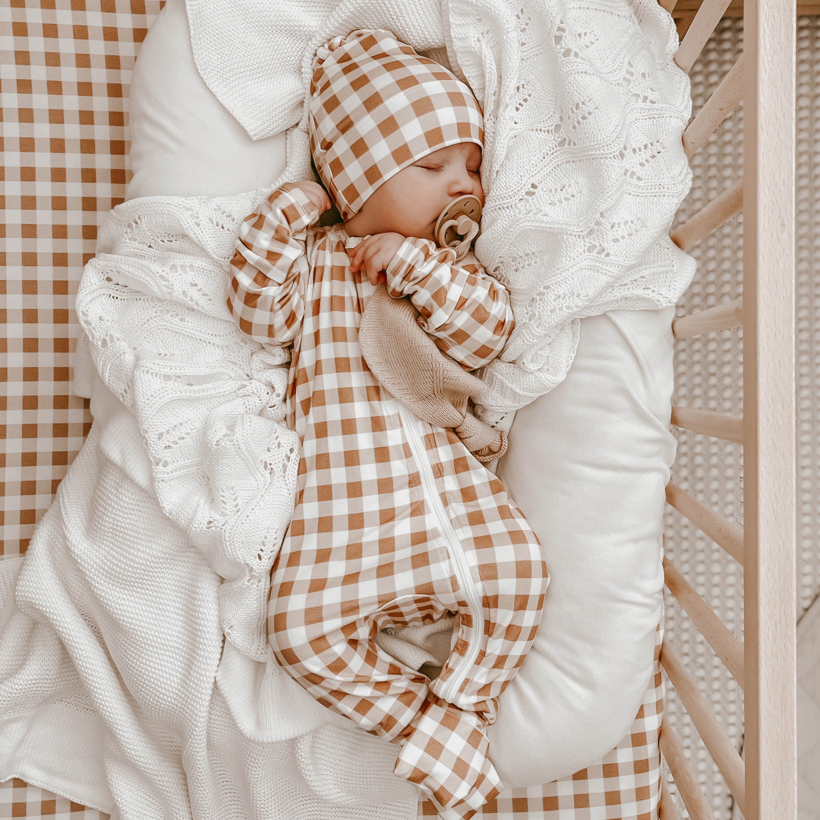 Gingham Bamboo Baby Growsuit Double Zip Footie Romper - Etsy