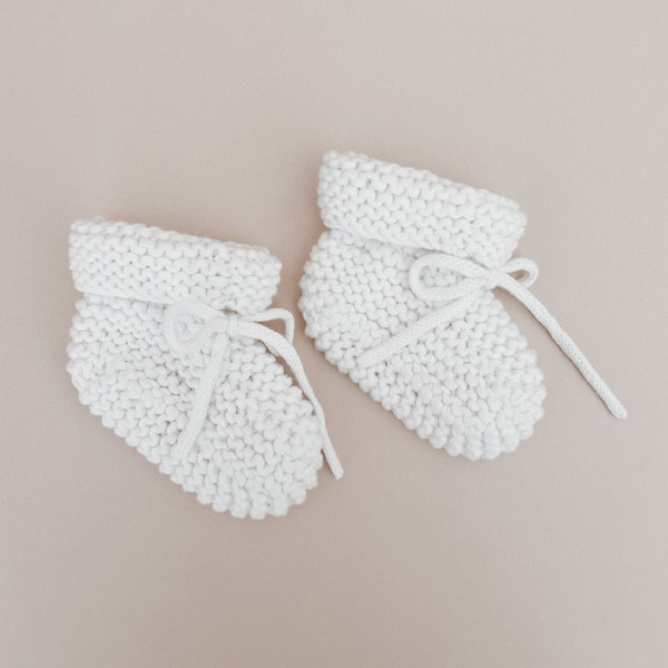 Milk Knitted Booties - Newborn-6M - Baby Socks - Baby Announcement Outfit - Heirloom Knit Clothing -Baby Boy or Girl -4 colours available
