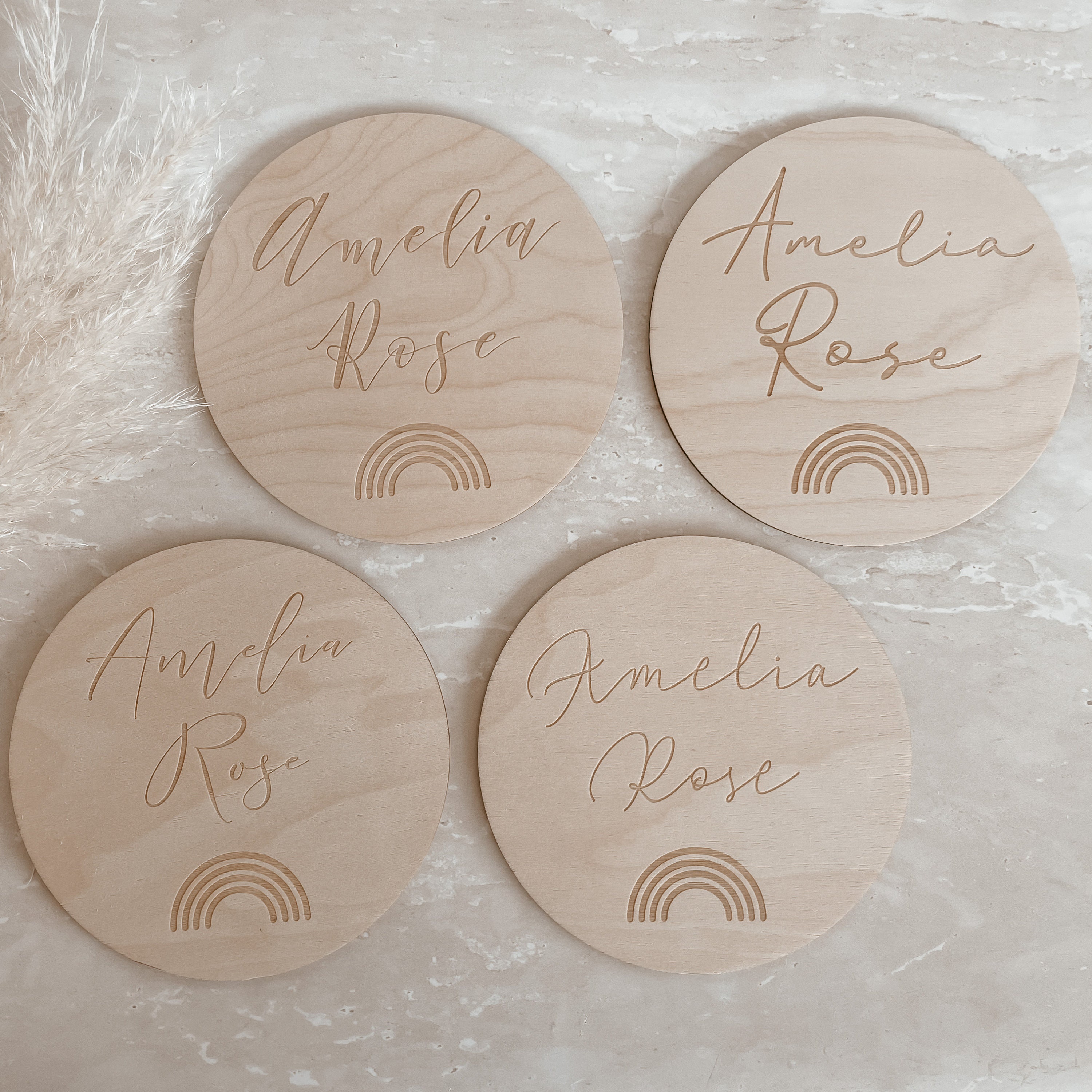 Custom Wooden Birth Announcement Plaque 15cm - Baby Name - Milestone ...