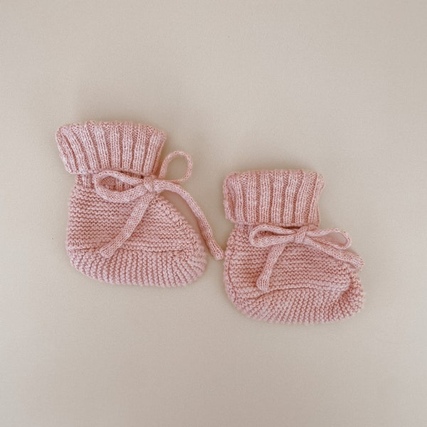 Blush Chunky Knit Booties - Newborn-6M - Baby Socks - Newborn Baby Announcement Outfit - Heirloom Knit Clothing - Baby Girl - Knitwear -Pink