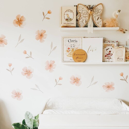 Boho Floral Wall Stickers Nursery Decor Kids Room Wall Etsy