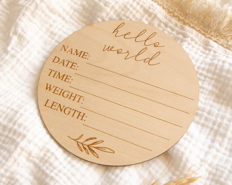 Newborn Photo Hospital Sign Baby Name Plaque Wooden Name Announcement Plaque Hello World Baby Name /& Birth Stats Sign 15cm