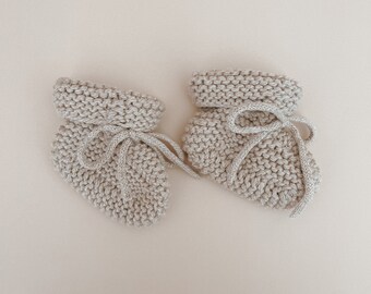 Fawn Knitted Booties - Newborn-6M - Baby Socks - Newborn Baby Announcement Outfit - Heirloom Knit Clothing -Baby Boy or Girl