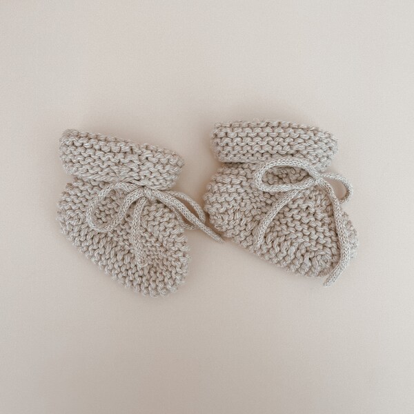 Fawn Knitted Booties - Newborn-6M - Baby Socks - Newborn Baby Announcement Outfit - Heirloom Knit Clothing -Baby Boy or Girl