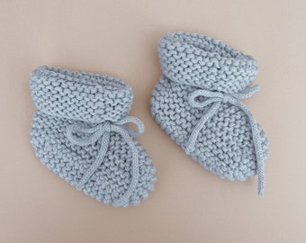 Powder Knitted Booties - Newborn-6M - Baby Socks - Newborn Baby Announcement Outfit - Heirloom Knit Clothing -Baby Boy or Girl