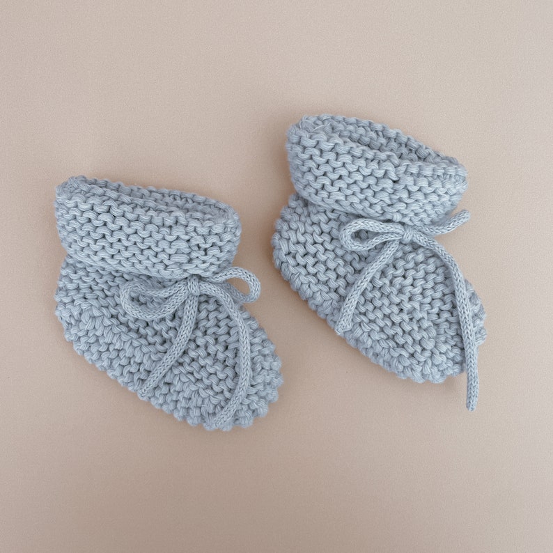 Powder Knitted Booties Newborn-6M Baby Socks Newborn Baby Announcement Outfit Heirloom Knit Clothing Baby Boy or Girl image 1