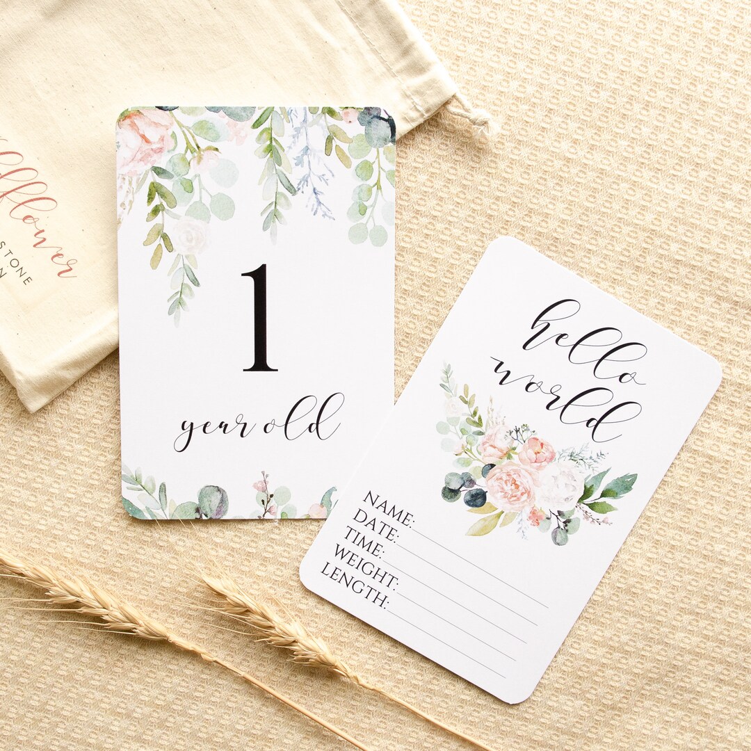 Wildflower Baby Girl Milestone Cards Watercolor Floral - Etsy Australia