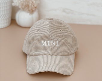 Mini Corduroy Curve Brim Cap - MINI white embroidery - Stylish - Timeless - Matching family hats