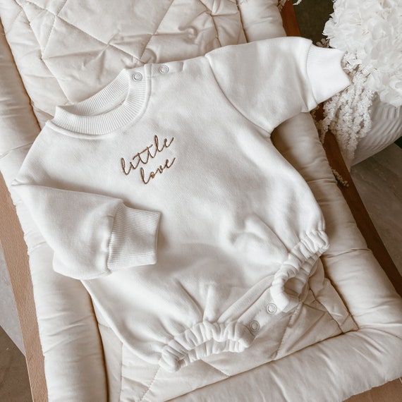 brandwond overtuigen Verkeersopstopping Little Love Baby Embroidered Sweater Bubble Romper 100% - Etsy Nederland