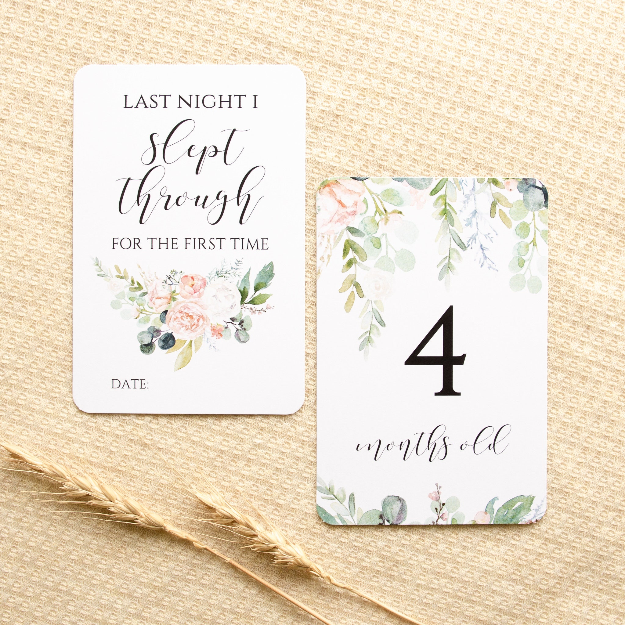 Wildflower Baby Girl Milestone Cards Watercolor Floral - Etsy Australia