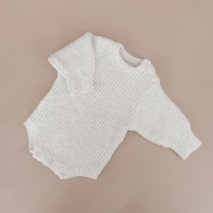 Cloud Chunky Knit Romper - Romper only - Newborn to 12M - Newborn photoshoot - Baby First outfit - White romper