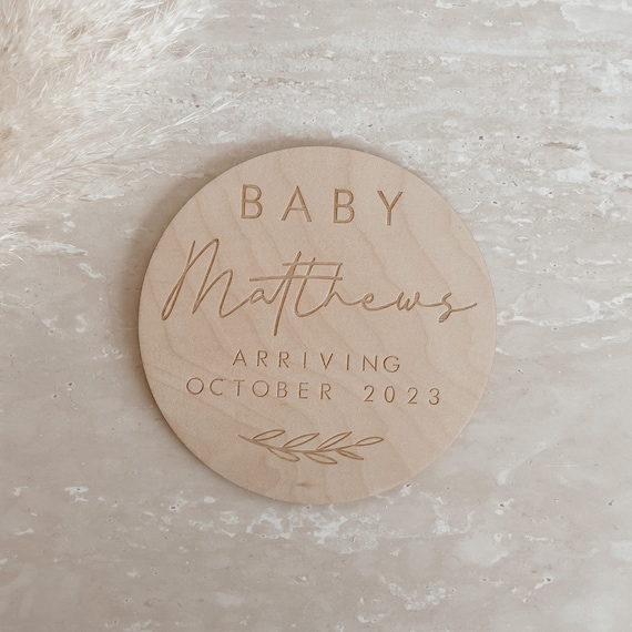 Timber baby announcement disc. Timber baby announcement disc.