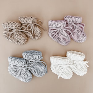 Knitted Booties Newborn-6M Baby Socks Newborn Baby Announcement Outfit Heirloom Knit Clothing Baby Boy or Girl 4 colours available image 1