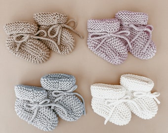 Knitted Booties - Newborn-6M - Baby Socks - Newborn Baby Announcement Outfit - Heirloom Knit Clothing -Baby Boy or Girl -4 colours available