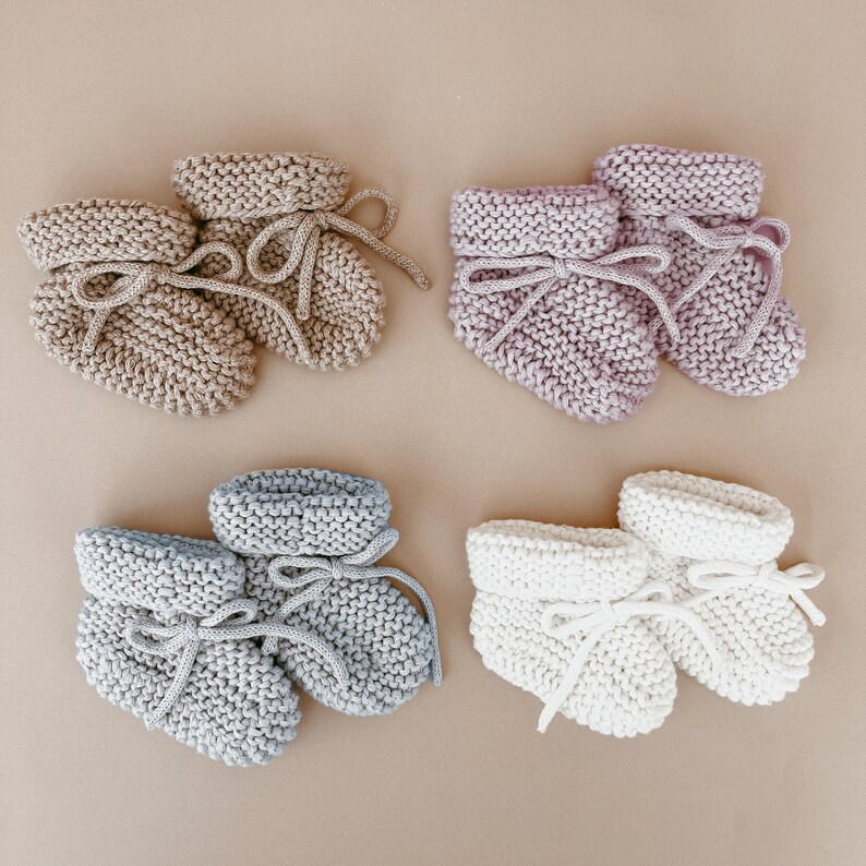 Knitted Booties Newborn-6M Baby Socks Newborn Baby Announcement Outfit Heirloom Knit Clothing Baby Boy or Girl 4 colours available image 1