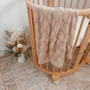 Willow Heirloom Knit Baby Blanket Cookie 100% Cotton Newborn Baby Swaddle Mom To Be Knitted Gender Neutral image 8