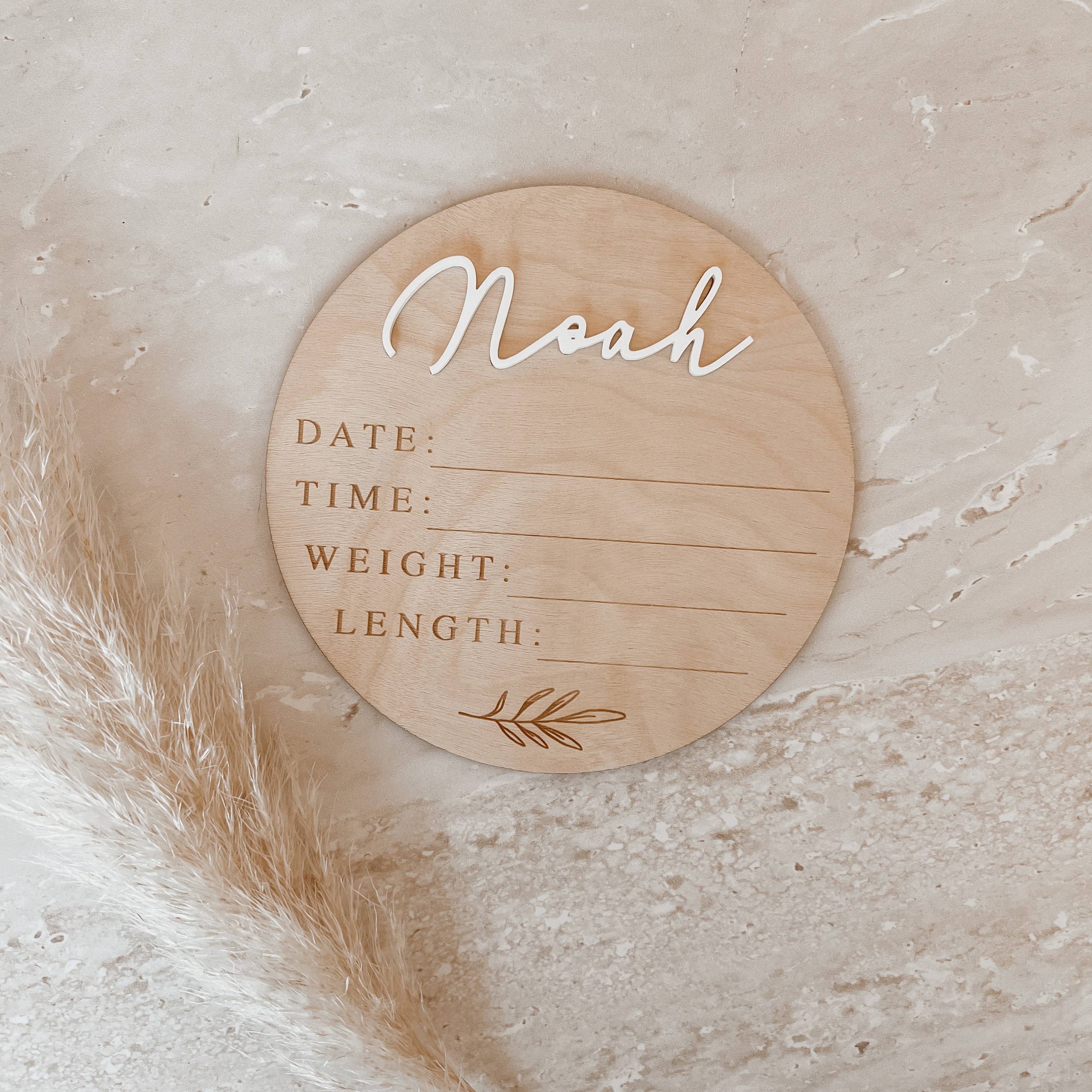 Wooden Acrylic Name Plaque + Birth Details - Newborn - Birth ...