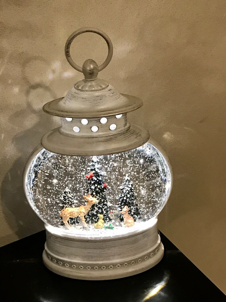 Christmas lantern snow globe large glass water globe Santas Etsy