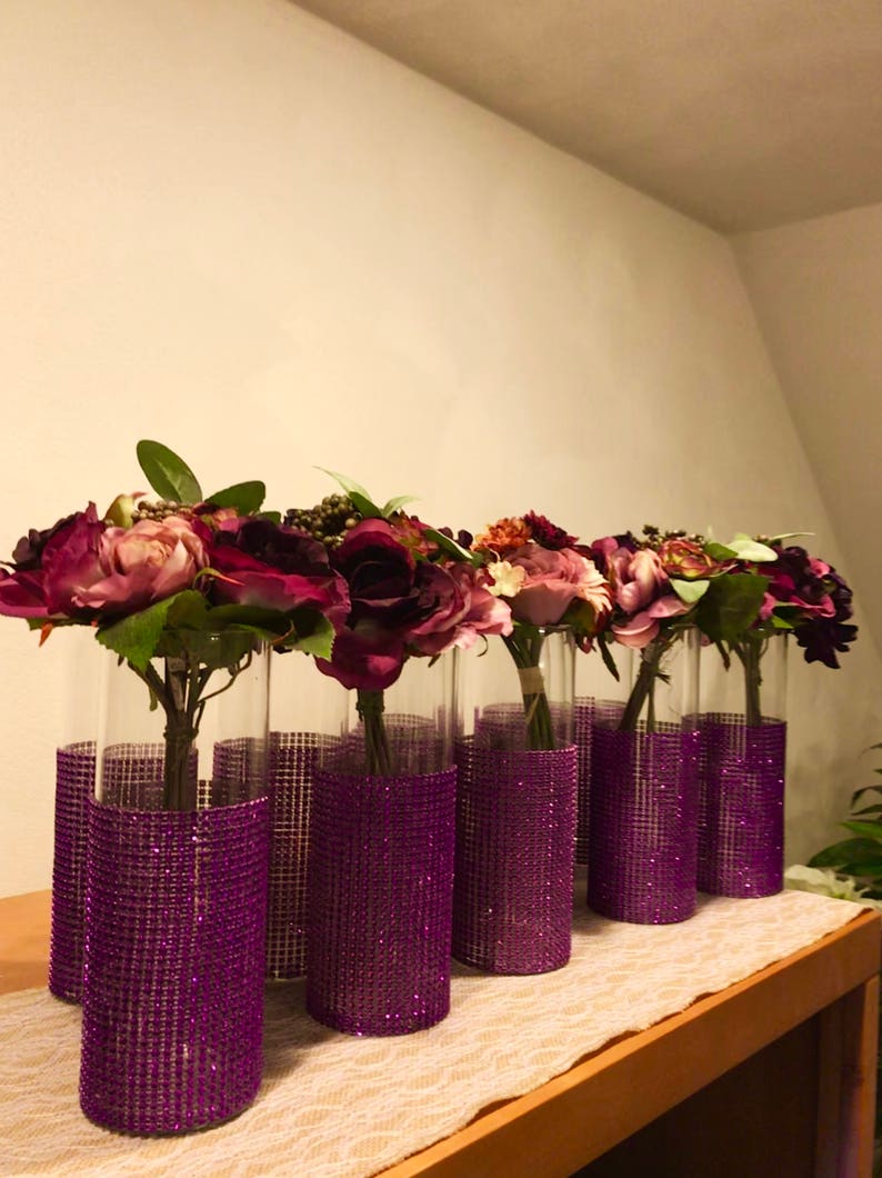 12 Wedding Centerpieces Vases Cylinders Wrapped With a Wide Etsy