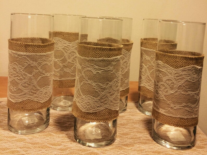 Set of 12 vintage wedding centerpieces. Vases and votive Etsy