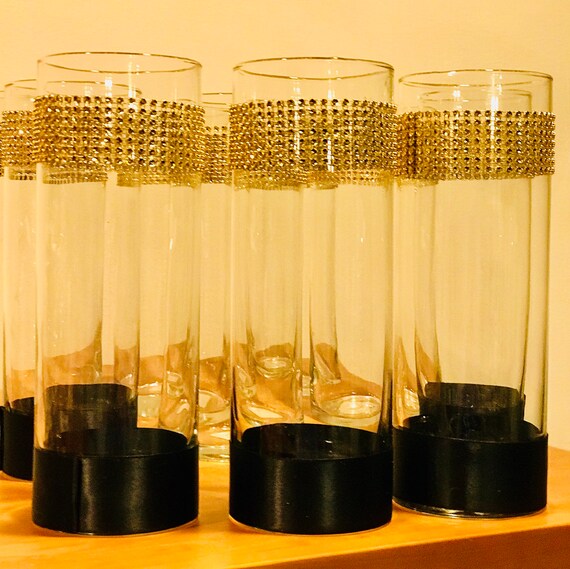 Centerpieces 12 Cylinder Vases Beautifully Decorated With A Etsy