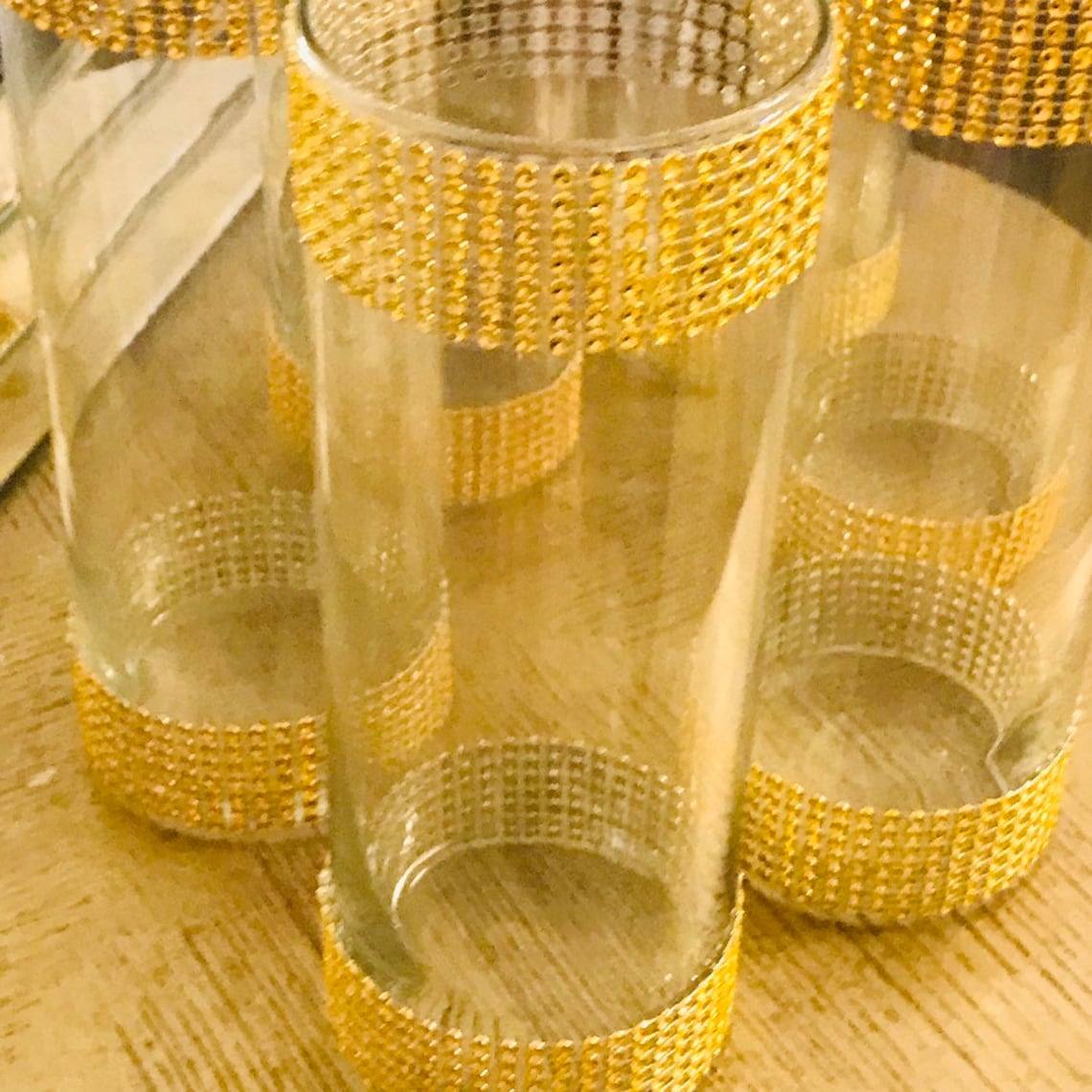 12 Tall Wedding Centerpieces Gold Sparkling Bling Rhinestone Etsy