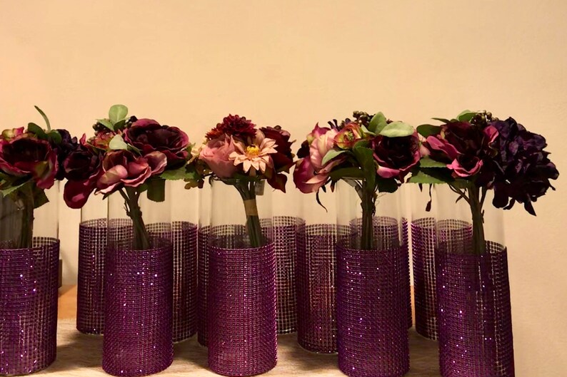 12 Wedding Centerpieces Vases Cylinders Wrapped With a Wide Etsy