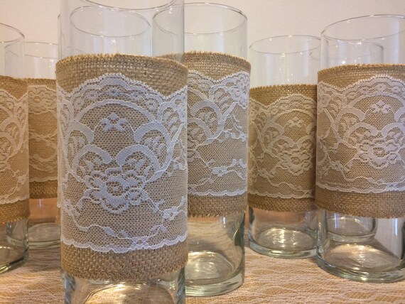 6 Cylinder Vases Decorated With A Rustic Vintage Charming Etsy