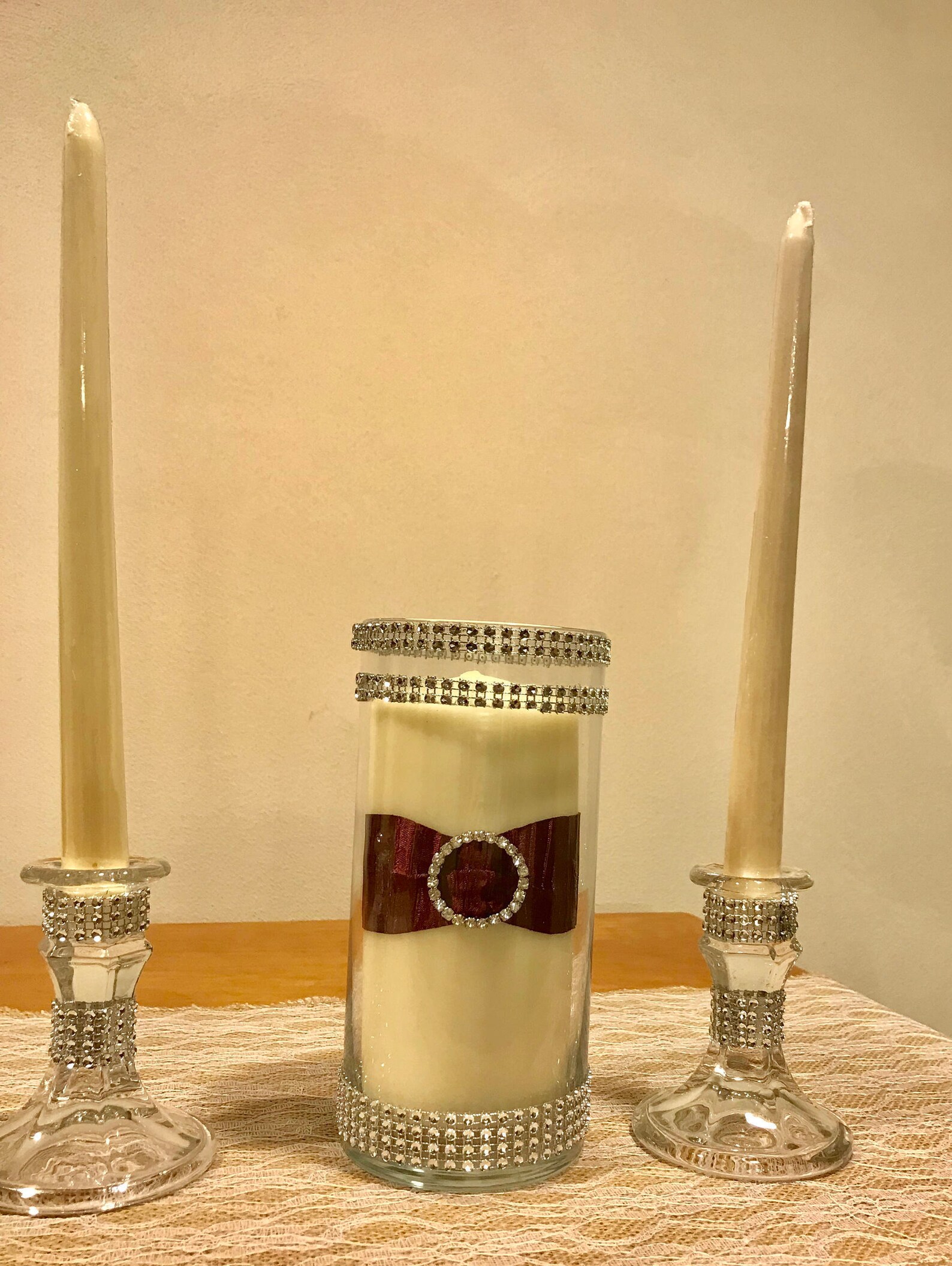 BEAUTIFUL Unity Candle 6 Piece Set Faux Rhinestone Decorated Etsy