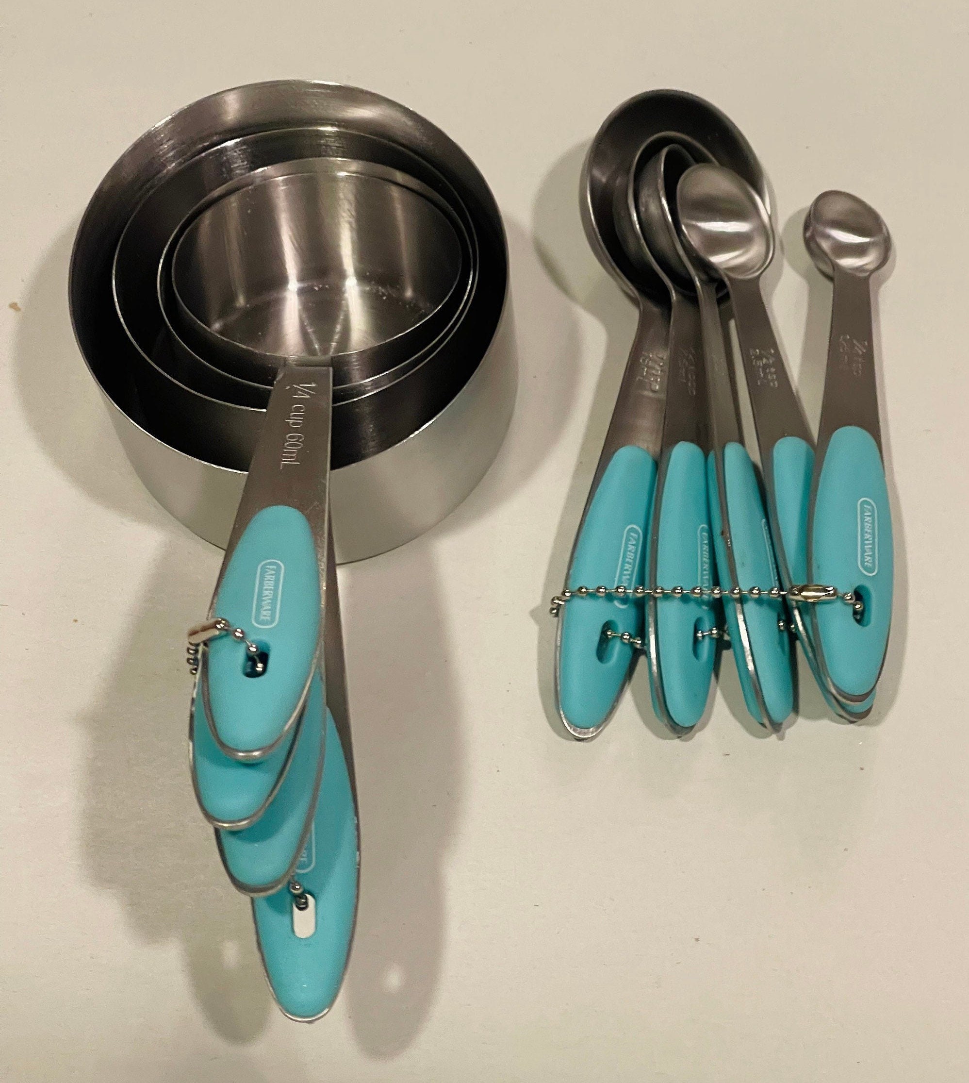 Farberware Measuring Cups and Spoons Set (9-Piece, Aqua/Gray)
