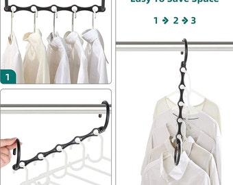 Space Saving Hangers, Choose Your Quantity From the Drop-down, Magic Hangers,  Sturdy Black Plastic Space Saving Hangers, Closet Organizers 