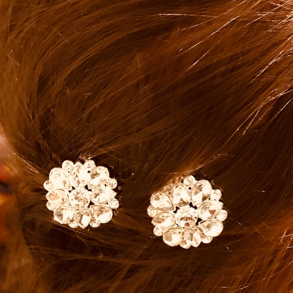 Two Gorgeous sparkly Bridal hair pins, Brides wedding hairstyle, bridesmaids hairstyles, prom hairstyles, crystal hair clips