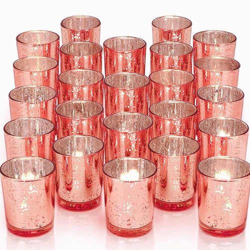 Rose Gold Candle Holders Mercury Glass Votive or Tea Light Etsy