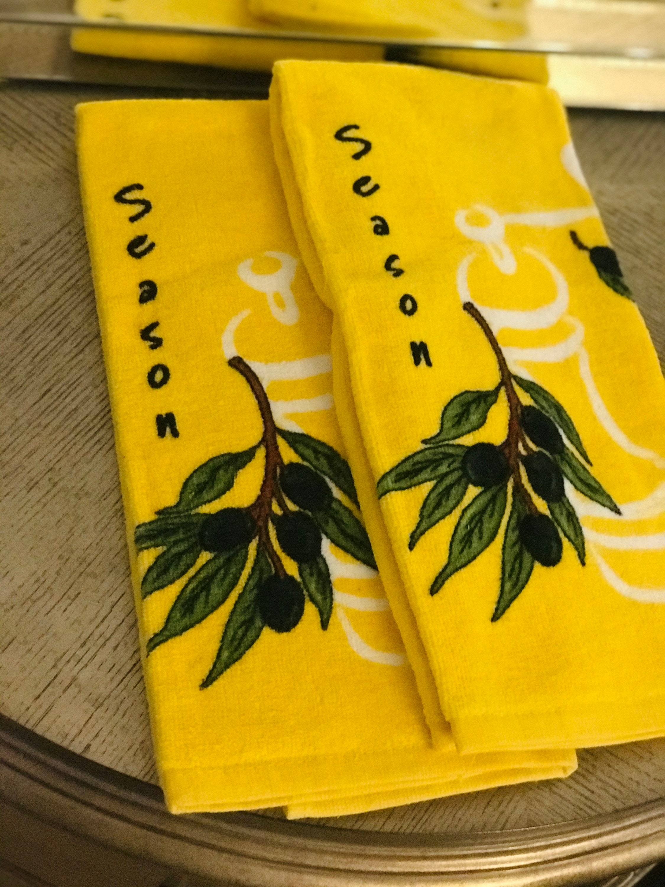 2 Kitchen hand Towels Bright yellow towels have a Peppermill Etsy