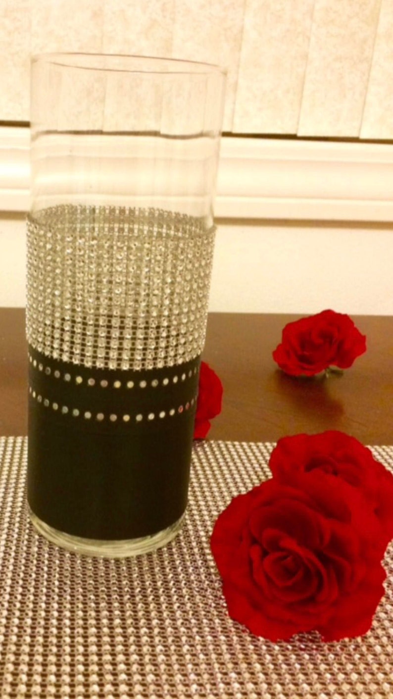 6 Centerpieces Cylinder Vases Beautifully Decorated With Etsy