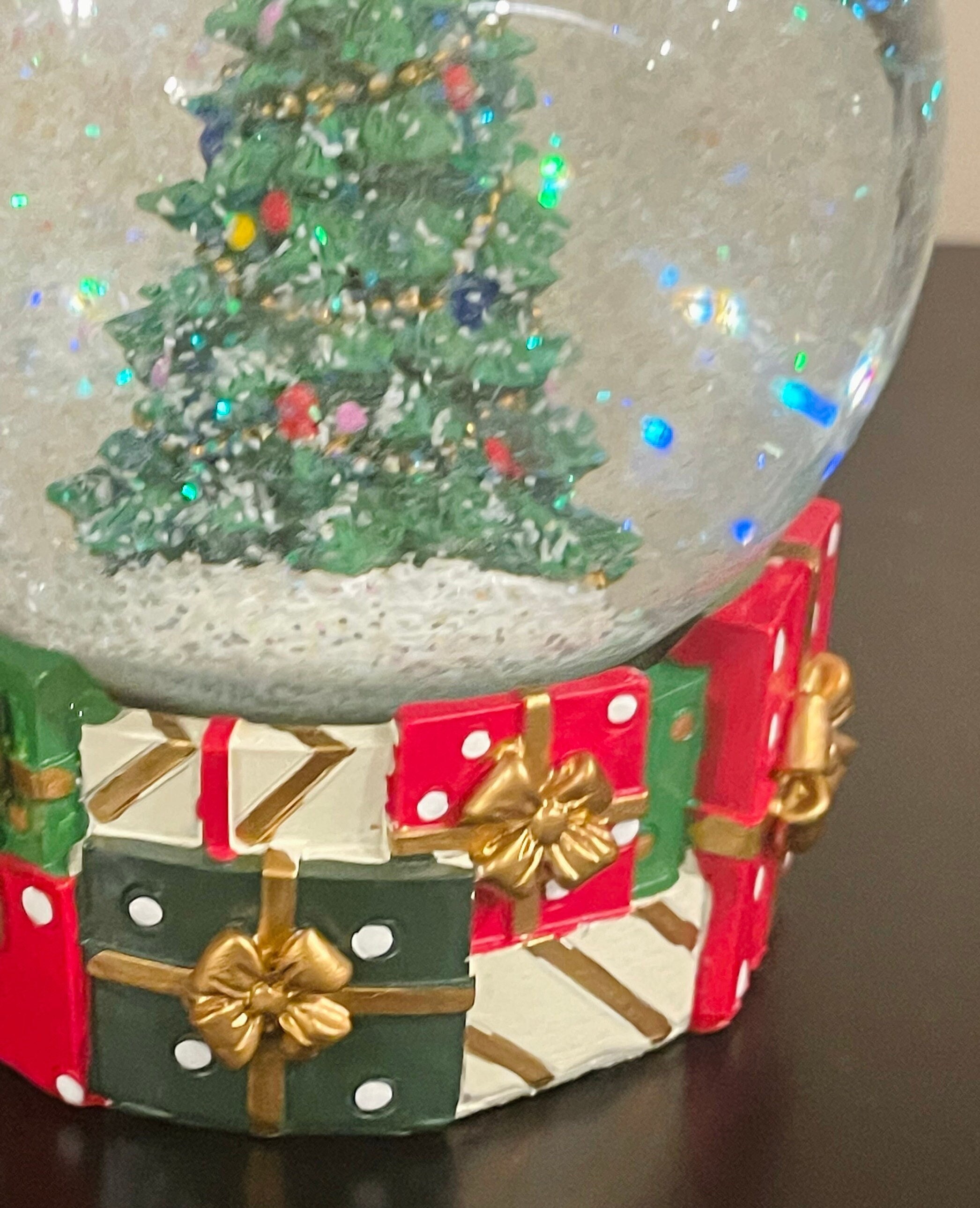 Musical Snow Globe Glass Water Globe Christmas Tree on Top Etsy