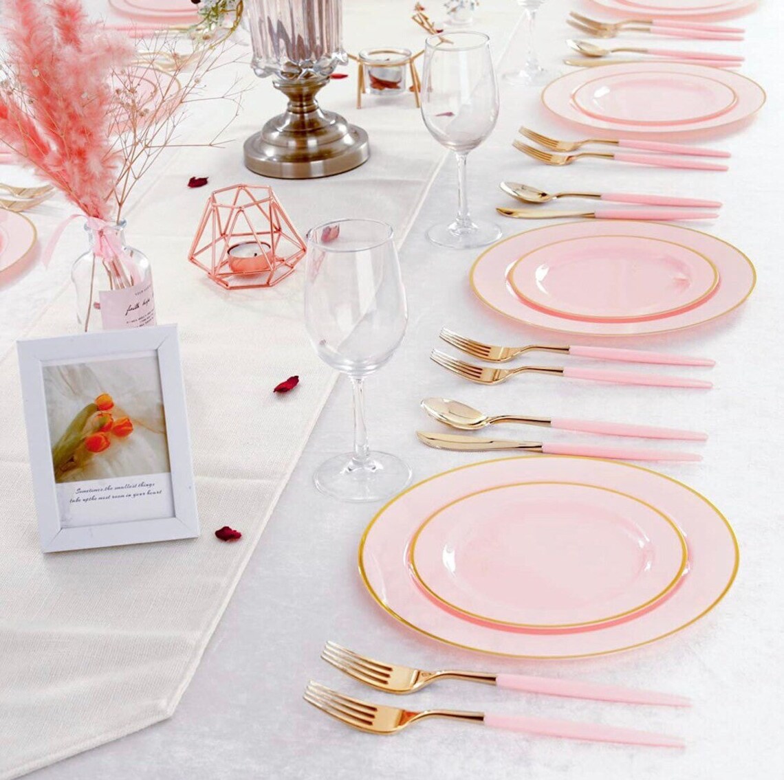 Disposable Pink Plastic Dinnerware 120 Piece Set 24 of Each Etsy